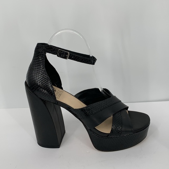 Vince Camuto Shoes - Vince Camuto Gruelie chunky platform sandal shoe black ankle strap snake 9.5